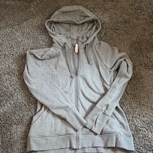 Athleta Gray Full-Zip Hoodie with Hood